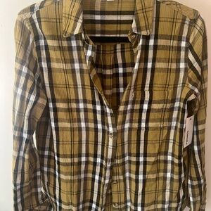 Sonoma Mustard and Black Plaid Shirt